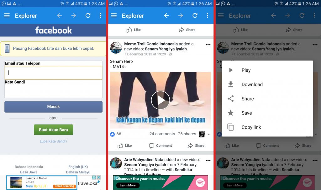 tahap download video facebook app android 2