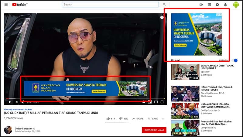 Deddy Corbuzier Youtube Ads