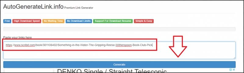 Cara Download Scribd dengan menggunakan AutoGenerateLink.info