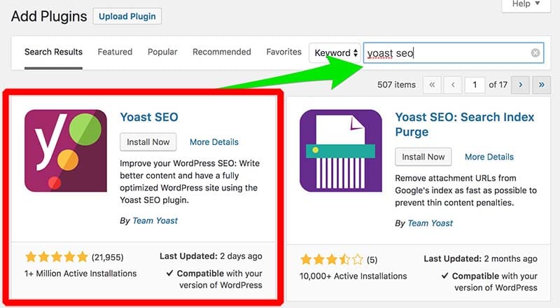 instal plugin yoast seo