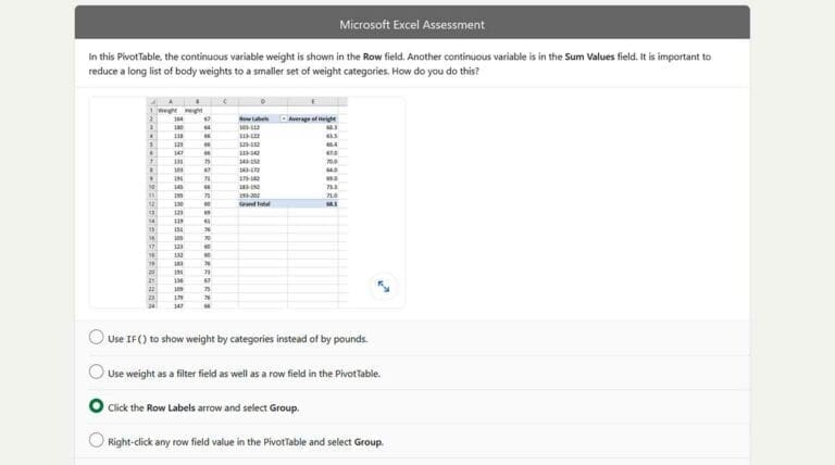 linkedin microsoft excel assessment