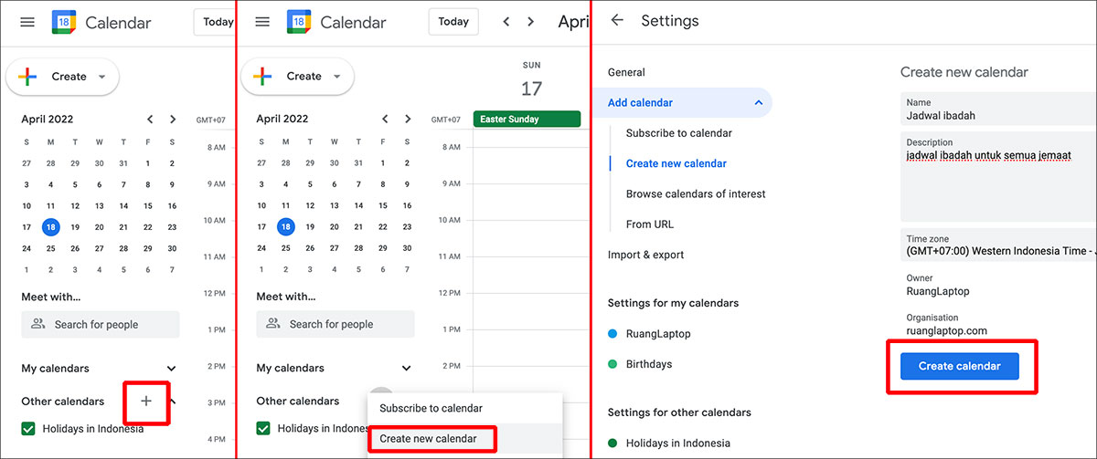 Cara Buat Google Calendar RuangLaptop