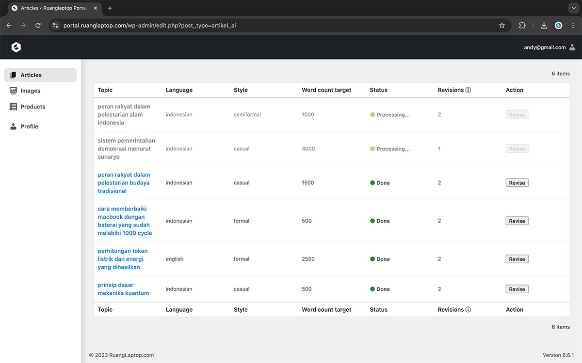 Bentuk Dashboard